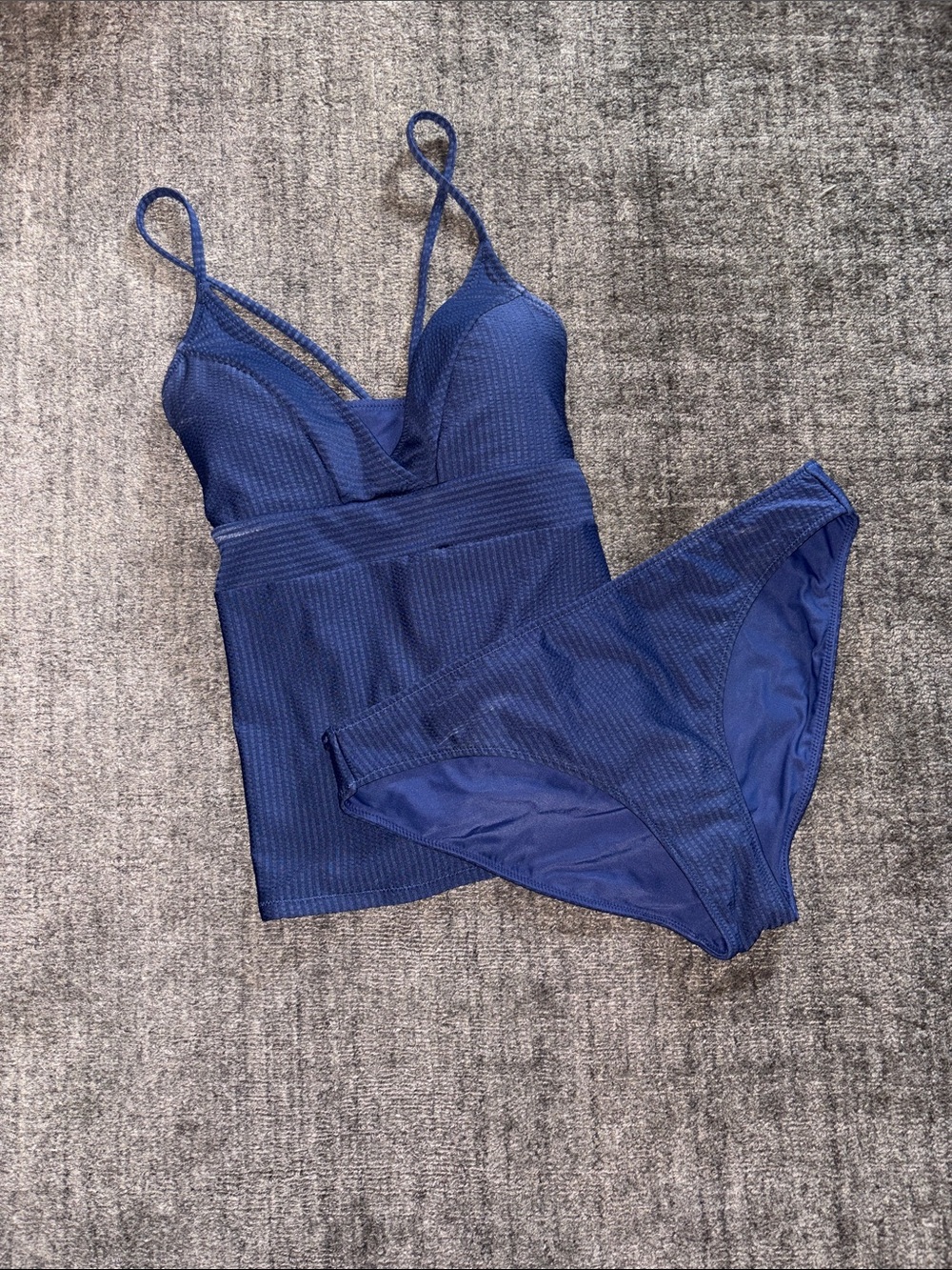 Vineyard Vines Deep Blue Textured Tankini & Bottom Swimsuit